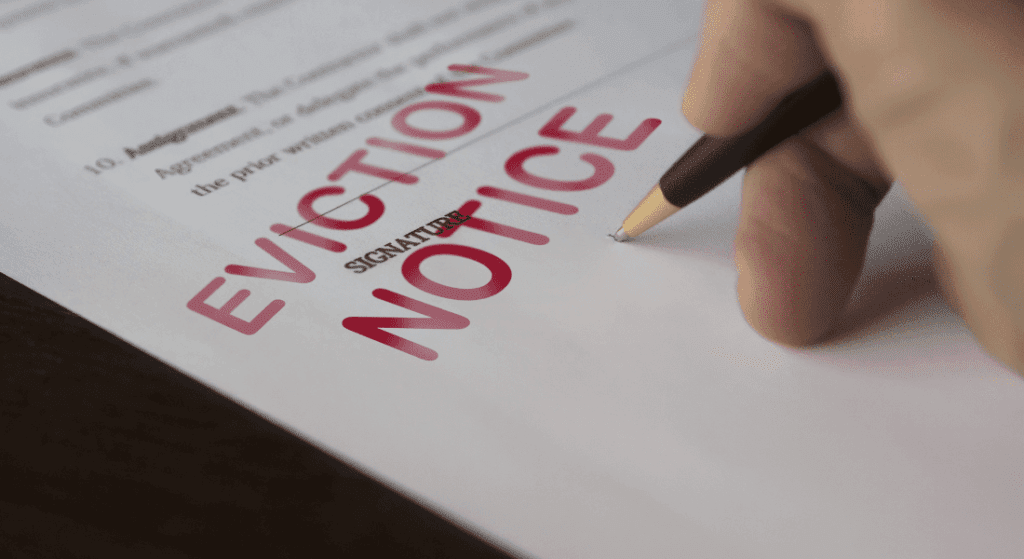 Eviction Notice is written with red ink